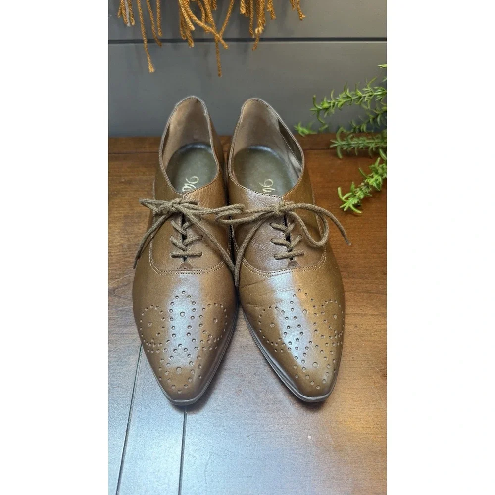 VTG Nine West Size 7m Lace-Up Oxford Chunky Heel N-Eloise Made In Brazil Cut Out
